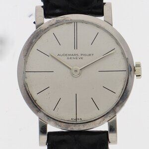 WATCH AUDEMARS PIGUET round Silver WG/leather MN